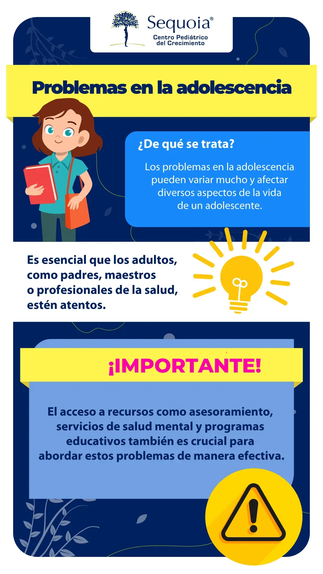Tipos de problemas en la adolescencia - infografía