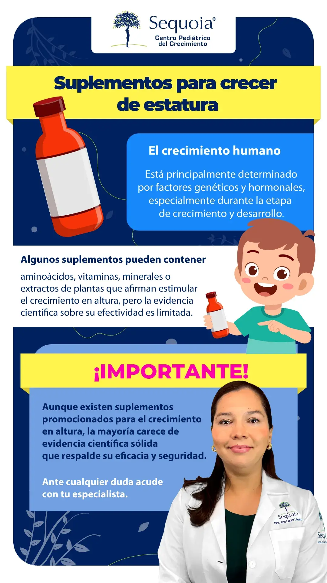 Suplementos para crecer de estatura - infografía