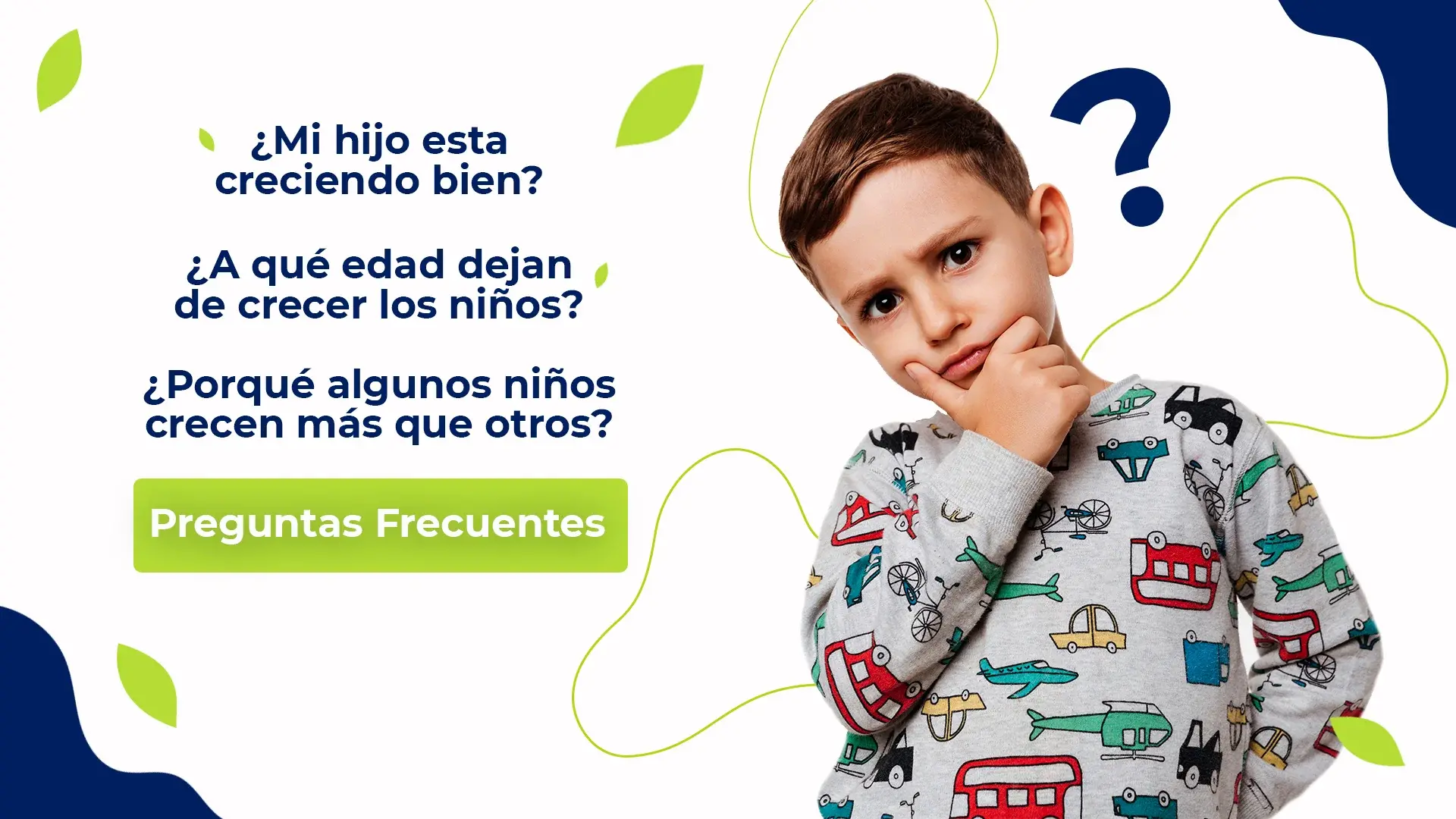 Banner preguntas frecuentes sobre el crecimiento infantil en niños.
