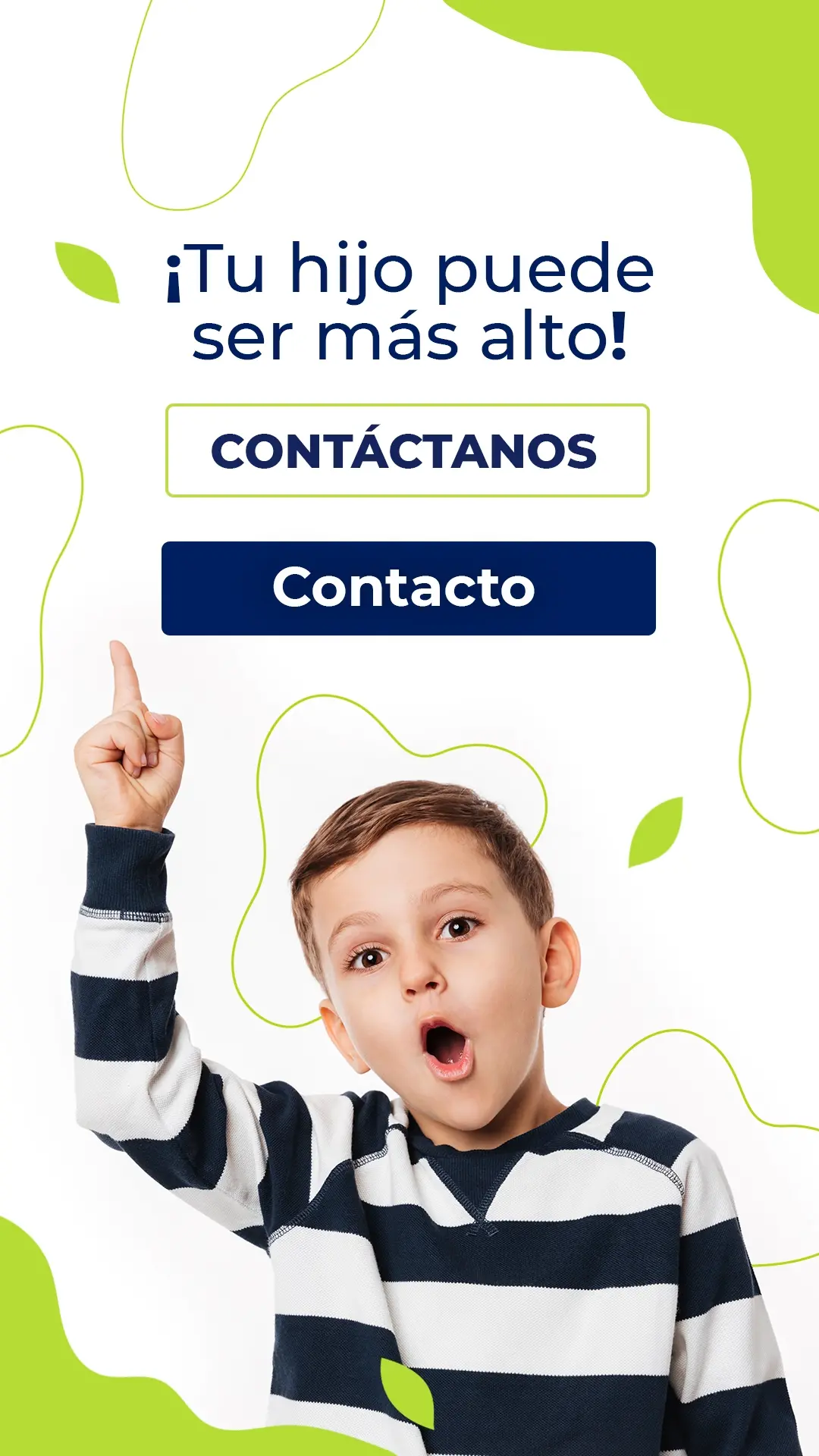 Banner, tu hijo puede ser más alto, contacto