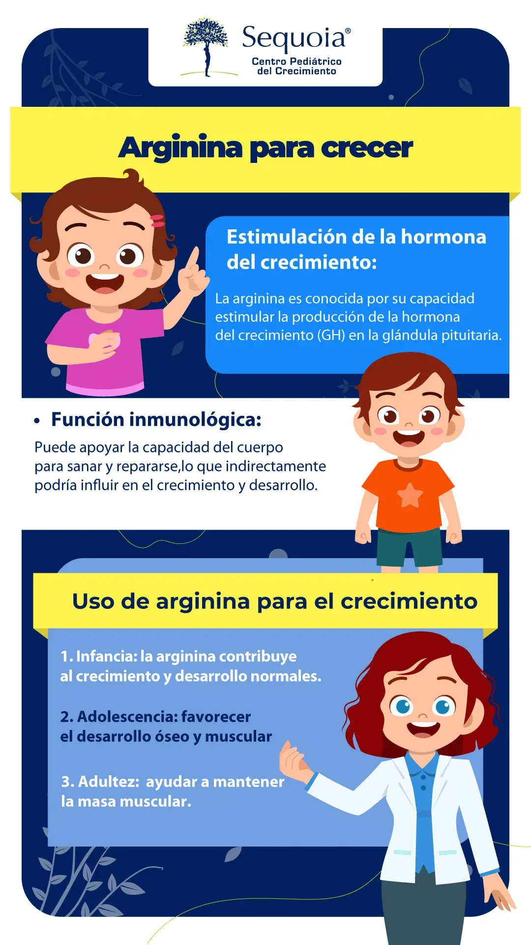 L-Arginina para crecer de estatura - infografía
