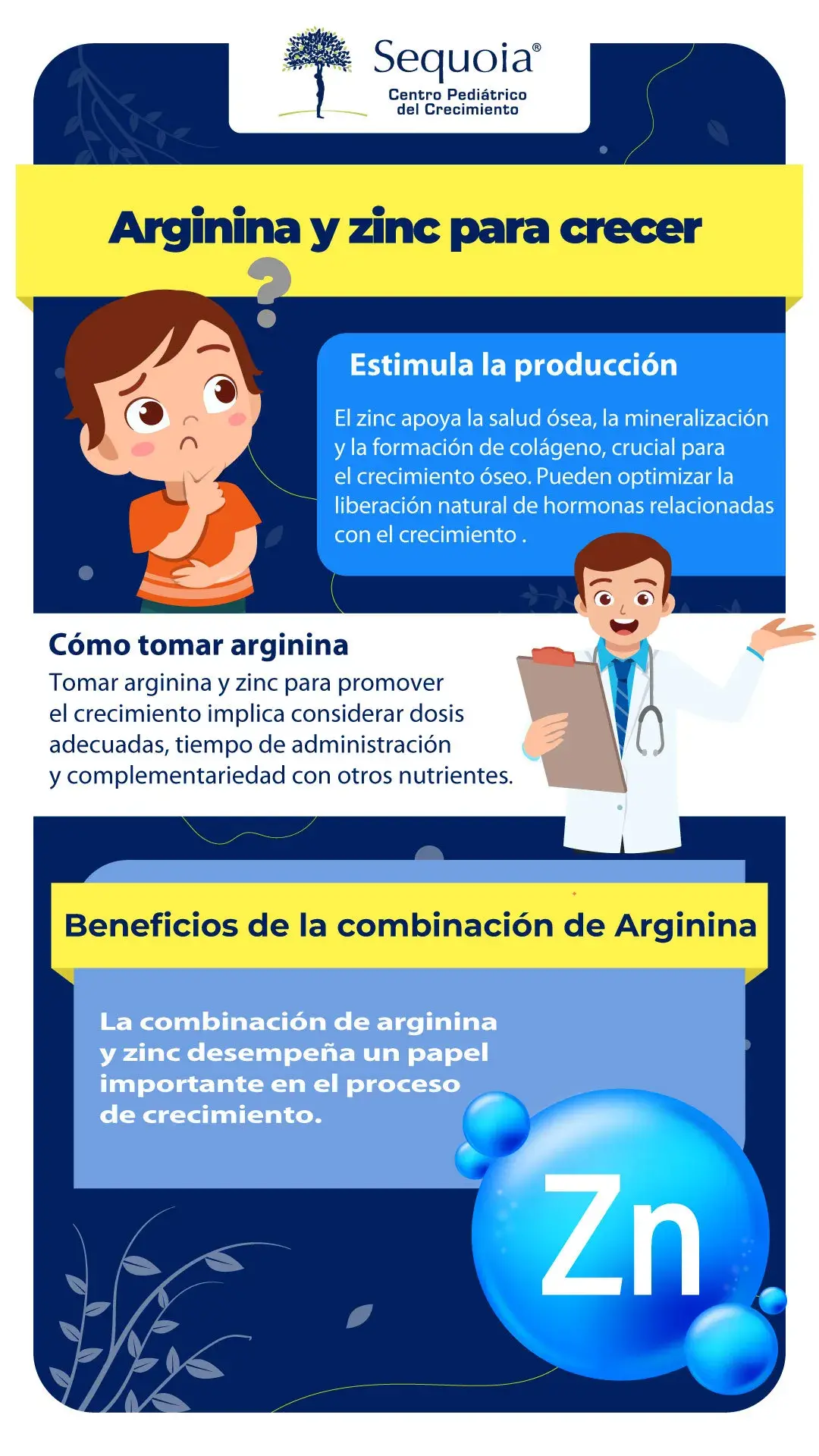 Arginina y Zinc para crecer - infografía